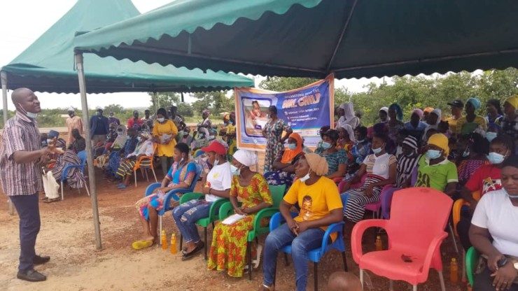 Community members gathered at a CIAHT anti-trafficking sensitization event